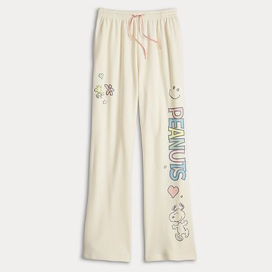 Juniors' Peanuts Snoopy & Woodstock Wide Leg Fleece Pants