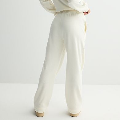 Juniors' Peanuts Snoopy & Woodstock Wide Leg Fleece Pants