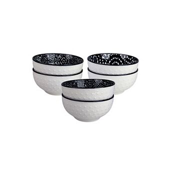 10 Strawberry Street 6 pc Embossed Shibori Pad Print Dessert Bowls