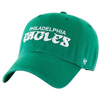 Men's '47 Kelly Green Philadelphia Eagles Clean Up Team Script Adjustable Hat