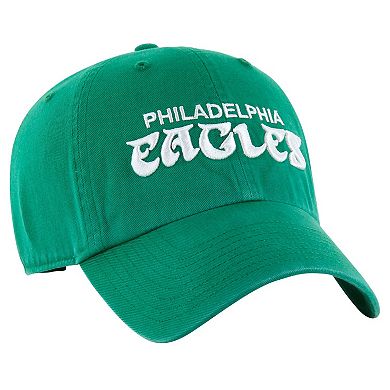 Men's '47 Kelly Green Philadelphia Eagles Clean Up Team Script Adjustable Hat