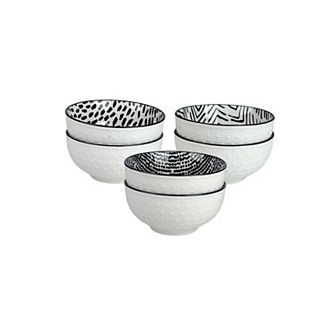 10 Strawberry Street 6 pc Embossed Pad Print Dessert Bowls