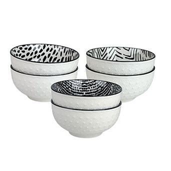 10 Strawberry Street 6 pc Embossed Pad Print Cereal Bowls