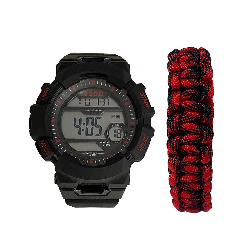 IZOD Men's Green Camo Digital Watch with Matching Bracelet Set - IZO2194KL, Black