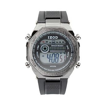 IZOD Men's Gunmetal Digital Watch with Black Silicone Strap - IZO7065KL