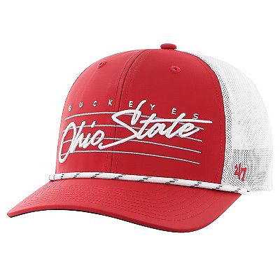 Men s 47 Scarlet Ohio State Buckeyes Downburst Trucker Adjustable Hat