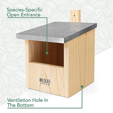 Wildlife Friend Solid Wood Birdhouse For Robins & Co With Metal Roof