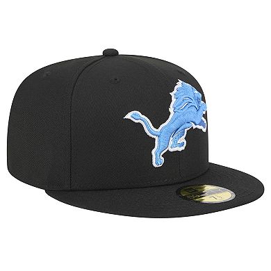 Men's New Era Black Detroit Lions Omaha 59FIFTY Fitted Hat