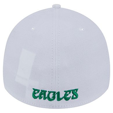 Men's New Era White Philadelphia Eagles Throwback 39THIRTY Flex Hat
