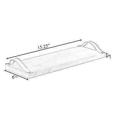 Decorative Natural Wooden Rectangular Tray Serving Board with Leather Handles