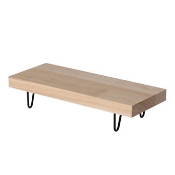 Decorative Natural Wood Rectangular Tray Serving Board with Black Metal Stand