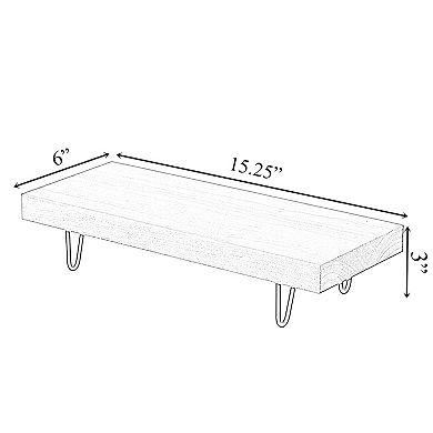 Decorative Natural Wood Rectangular Tray Serving Board with Black Metal Stand