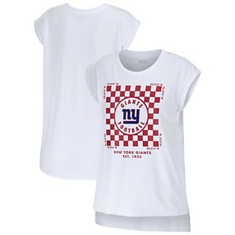 Women's WEAR by Erin Andrews White New York Giants Checker Muscle Tank Top