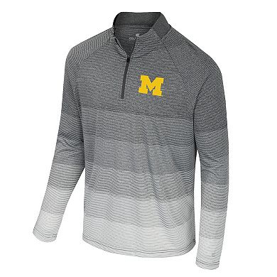 Men's Colosseum Gray Michigan Wolverines AI Striped Mesh Quarter-Zip Raglan Windshirt