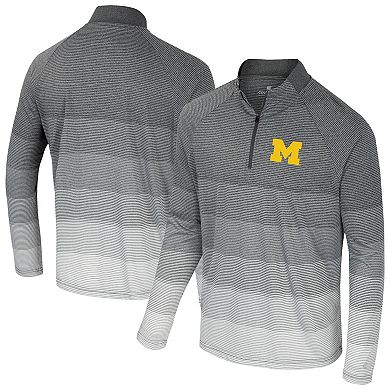 Men's Colosseum Gray Michigan Wolverines AI Striped Mesh Quarter-Zip Raglan Windshirt