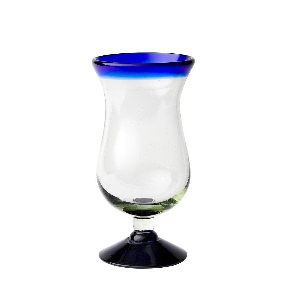 10 Strawberry Street 6-Piece Cobalt Rim Hurricane Glass Set