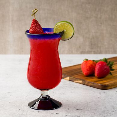 10 Strawberry Street 6-Piece Cobalt Rim Hurricane Glass Set