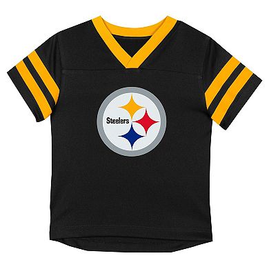 Toddler Outerstuff Black/Gold Pittsburgh Steelers Red Zone V-Neck T-Shirt & Pants Set