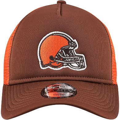 Youth New Era Brown Cleveland Browns A-Frame 9FORTY Trucker Adjustable Hat