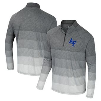 Men's Colosseum Gray Air Force Falcons AI Striped Mesh Quarter-Zip Raglan Windshirt