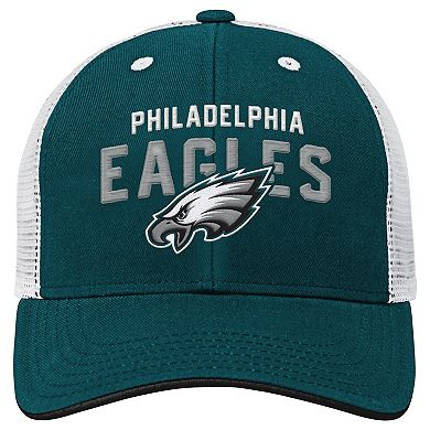 Youth Midnight Green Philadelphia Eagles Core Lockup Trucker Adjustable Hat
