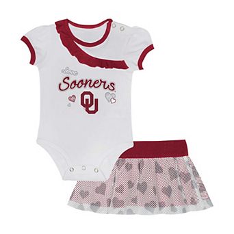 Girls Newborn & Infant Oklahoma Sooners Two-Piece Love My Team Bodysuit & Skirt Set
