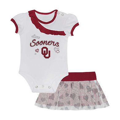 Girls Newborn & Infant Oklahoma Sooners Two-Piece Love My Team Bodysuit & Skirt Set