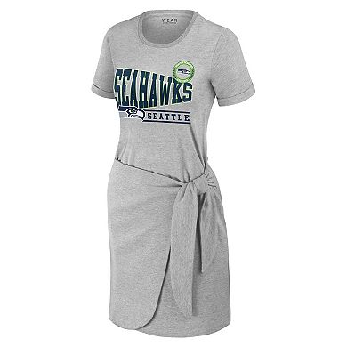 Women's WEAR by Erin Andrews Heather Gray Seattle Seahawks Knotted T-Shirt Dress