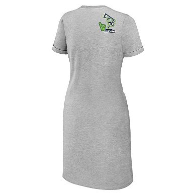 Women's WEAR by Erin Andrews Heather Gray Seattle Seahawks Knotted T-Shirt Dress