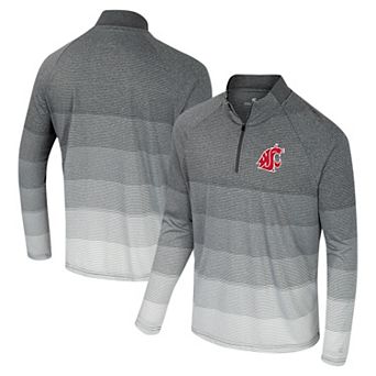 Men's Colosseum Gray Washington State Cougars AI Striped Mesh Quarter-Zip Raglan Windshirt