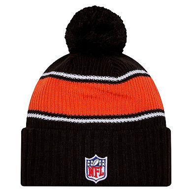Men's New Era Black Cincinnati Bengals 2024 Sideline Cuffed Knit Hat with Pom