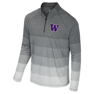Men's Colosseum Gray Washington Huskies AI Striped Mesh Quarter-Zip Raglan Windshirt