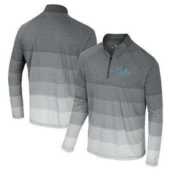 Men's Colosseum Gray UCLA Bruins AI Striped Mesh Quarter-Zip Raglan Windshirt