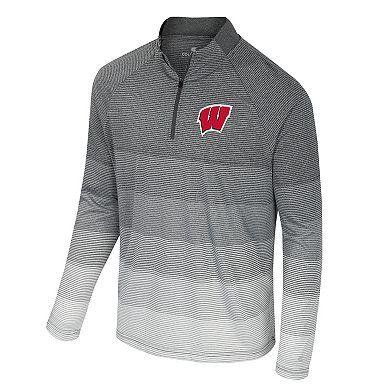 Men's Colosseum Gray Wisconsin Badgers AI Striped Mesh Quarter-Zip Raglan Windshirt