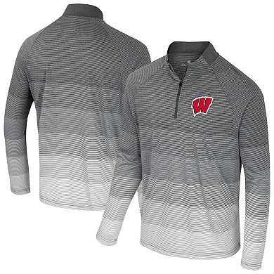 Men's Colosseum Gray Wisconsin Badgers AI Striped Mesh Quarter-Zip Raglan Windshirt