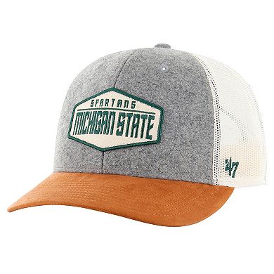 Men's '47 Heather Gray Michigan State Spartans Drover Trucker Adjustable Hat