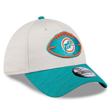 Men's New Era Stone/Aqua Miami Dolphins 2024 Sideline Historic 39THIRTY Flex Hat