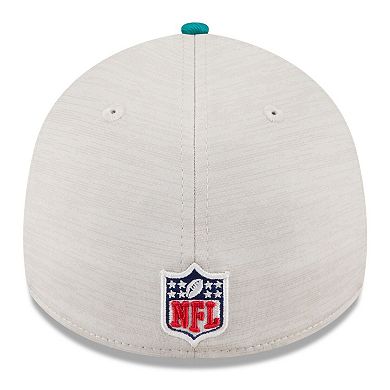 Men's New Era Stone/Aqua Miami Dolphins 2024 Sideline Historic 39THIRTY Flex Hat