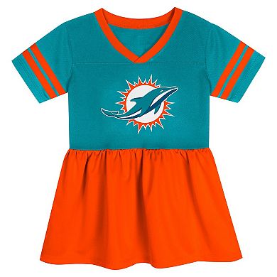 Girls Toddler Aqua Miami Dolphins Stadium Lights Fashion Jersey Dress