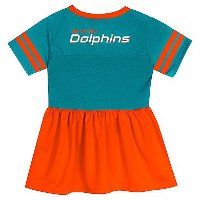 Girls Toddler Aqua Miami Dolphins Stadium Lights Fashion Jersey Dress