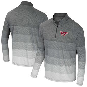 Men's Colosseum Gray Virginia Tech Hokies AI Striped Mesh Quarter-Zip Raglan Windshirt