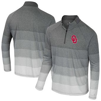 Men's Colosseum Gray Oklahoma Sooners AI Striped Mesh Quarter-Zip Raglan Windshirt