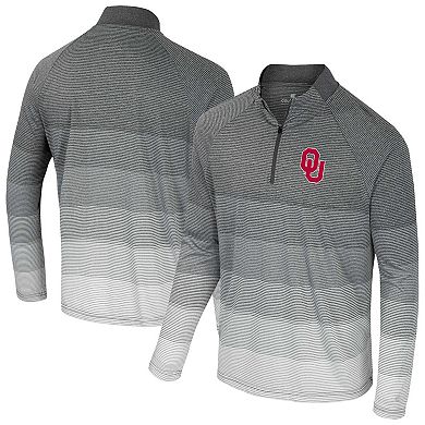 Men's Colosseum Gray Oklahoma Sooners AI Striped Mesh Quarter-Zip Raglan Windshirt