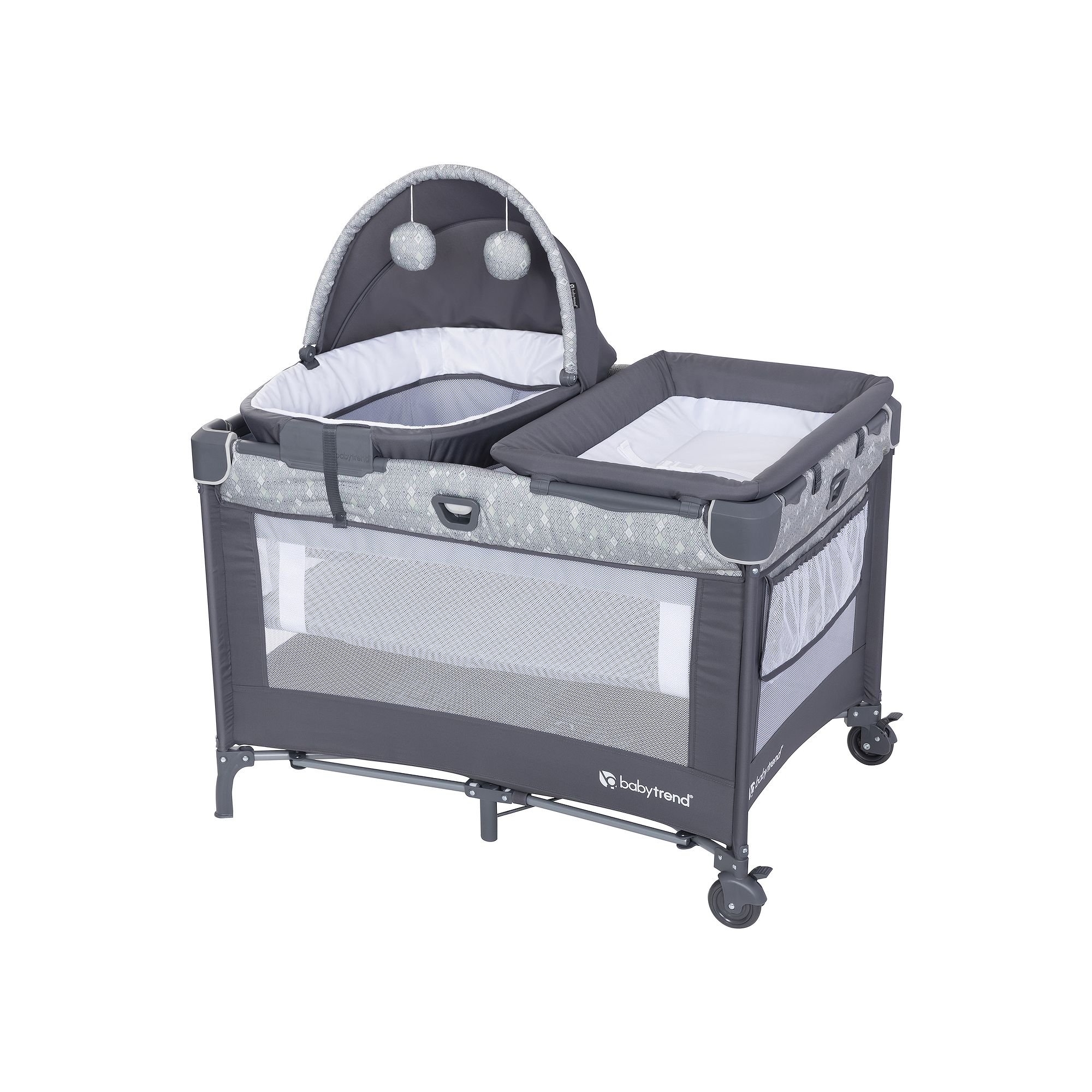 Baby Trend Nursery Den Playard with Snooze Pod & Flip Over Changer, Diamond