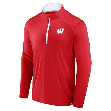 Men's Fanatics Red Wisconsin Badgers Fundamental Defender Quarter-Zip Jacket