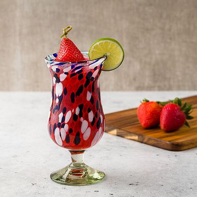 10 Strawberry Street 6-Piecce Bahia Hurricane Handblown Mexican Glasses