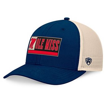 Men's Top of the World Navy/Natural Ole Miss Rebels Bennett Trucker��Adjustable Hat
