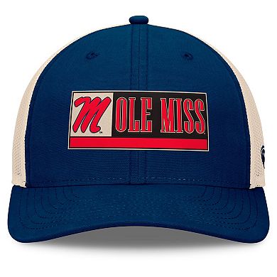 Men's Top of the World Navy/Natural Ole Miss Rebels Bennett Trucker��Adjustable Hat
