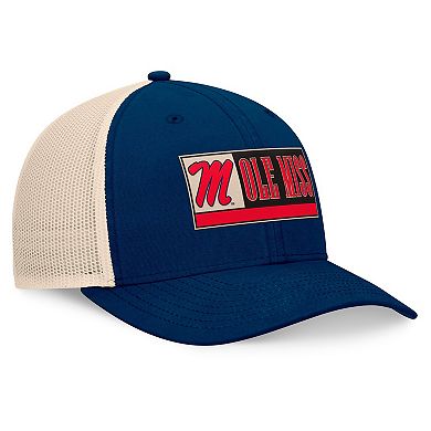 Men's Top of the World Navy/Natural Ole Miss Rebels Bennett Trucker��Adjustable Hat
