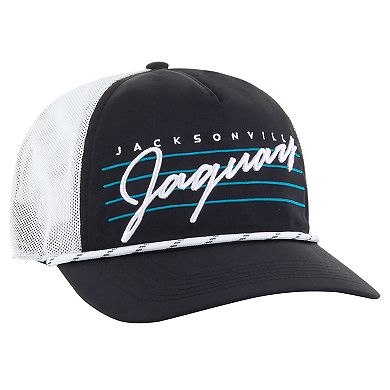 Men's '47 Black/White Jacksonville Jaguars Downburst Relaxed Hitch Trucker Adjustable Hat